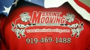 Marrins' Moving American flag tee shirt